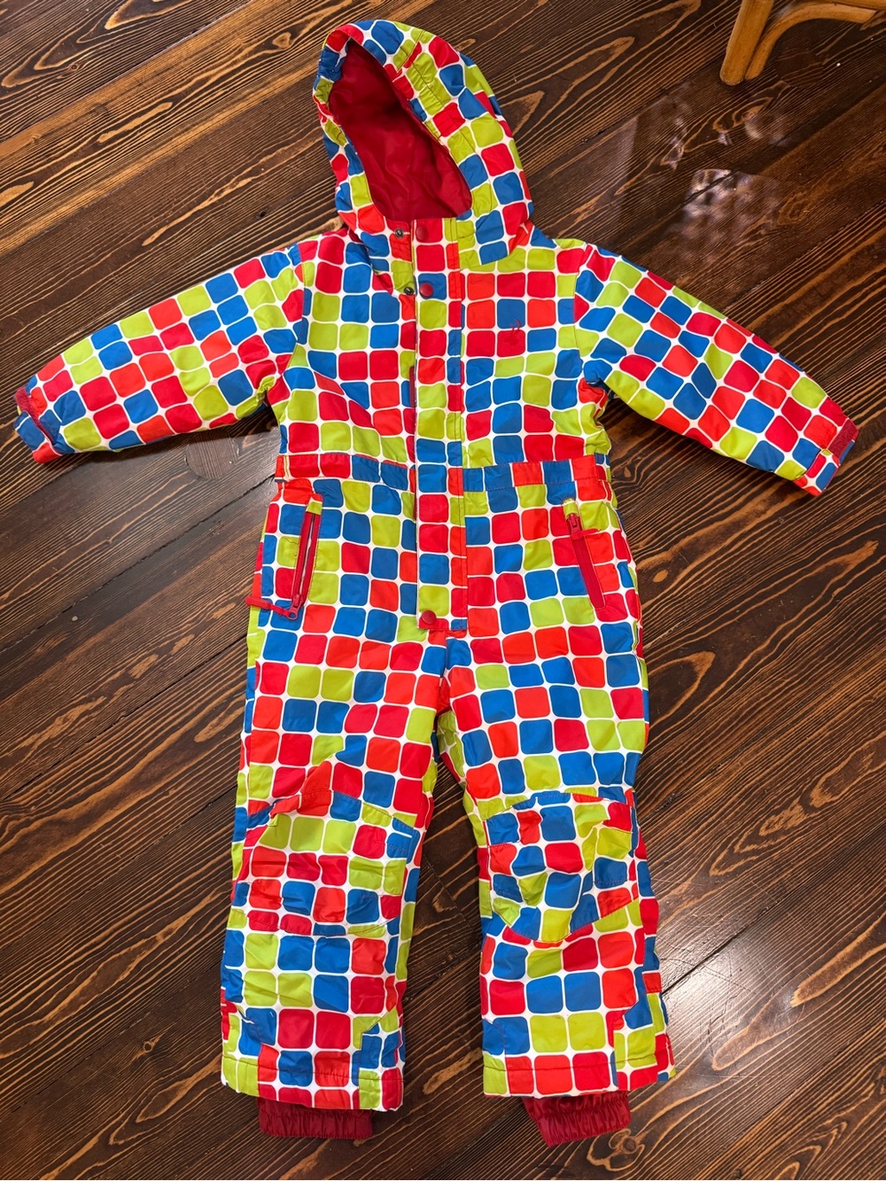 Alpine Multicolor Hooded One-Piece Pajama - Red, Blue & Green